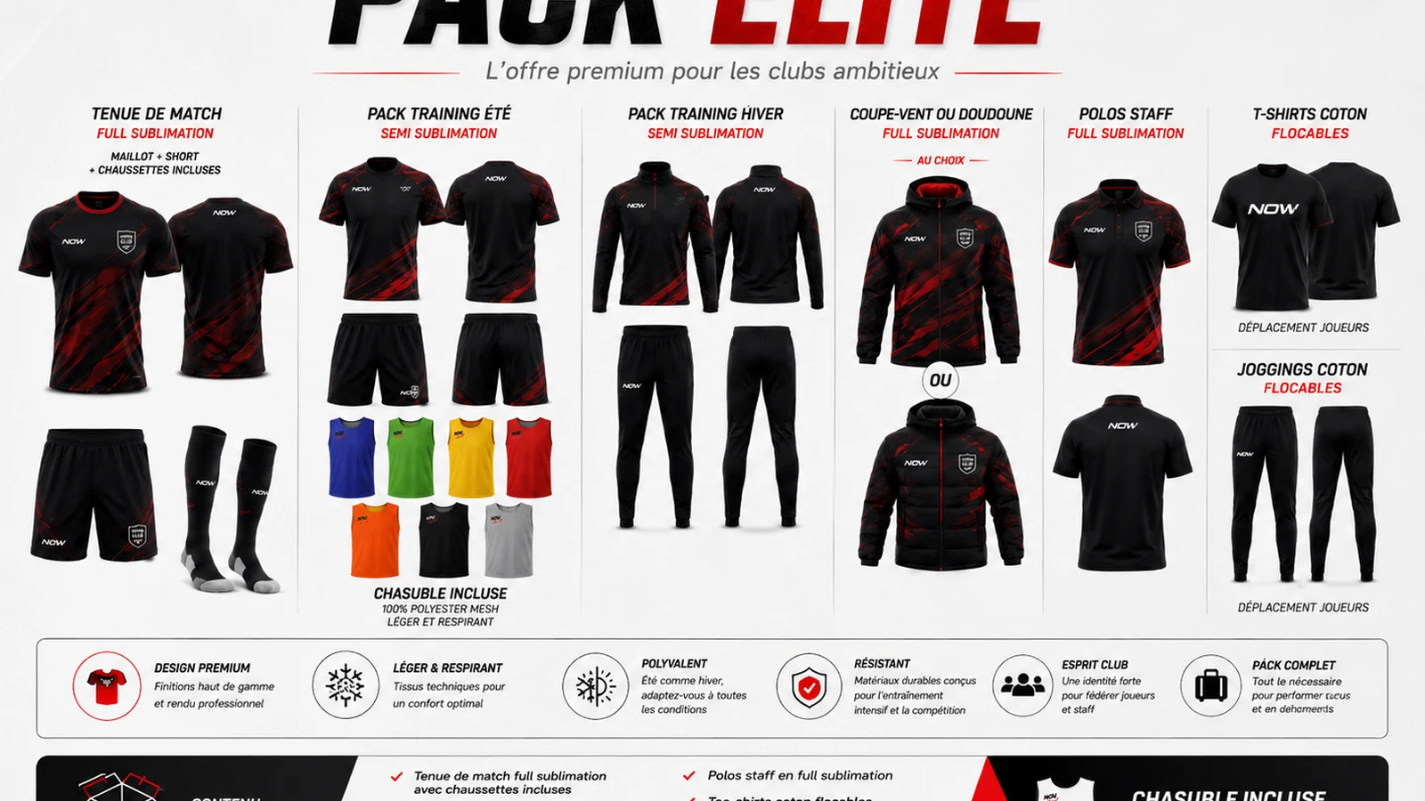 Pack club NOW : maillots personnalisés, training et équipements